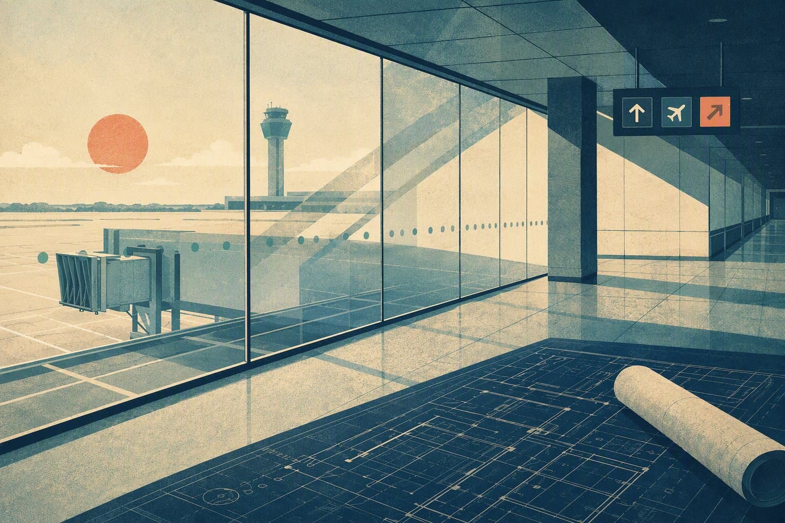 Airport lounge construction - illustration, Jake Team LLC