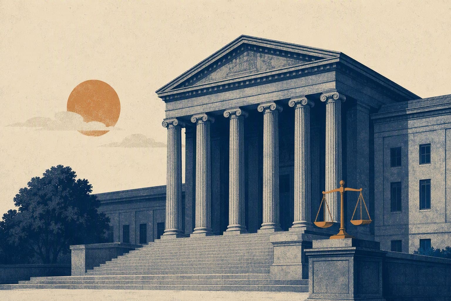 calm courthouse facade - illustration, Jake Team LLC