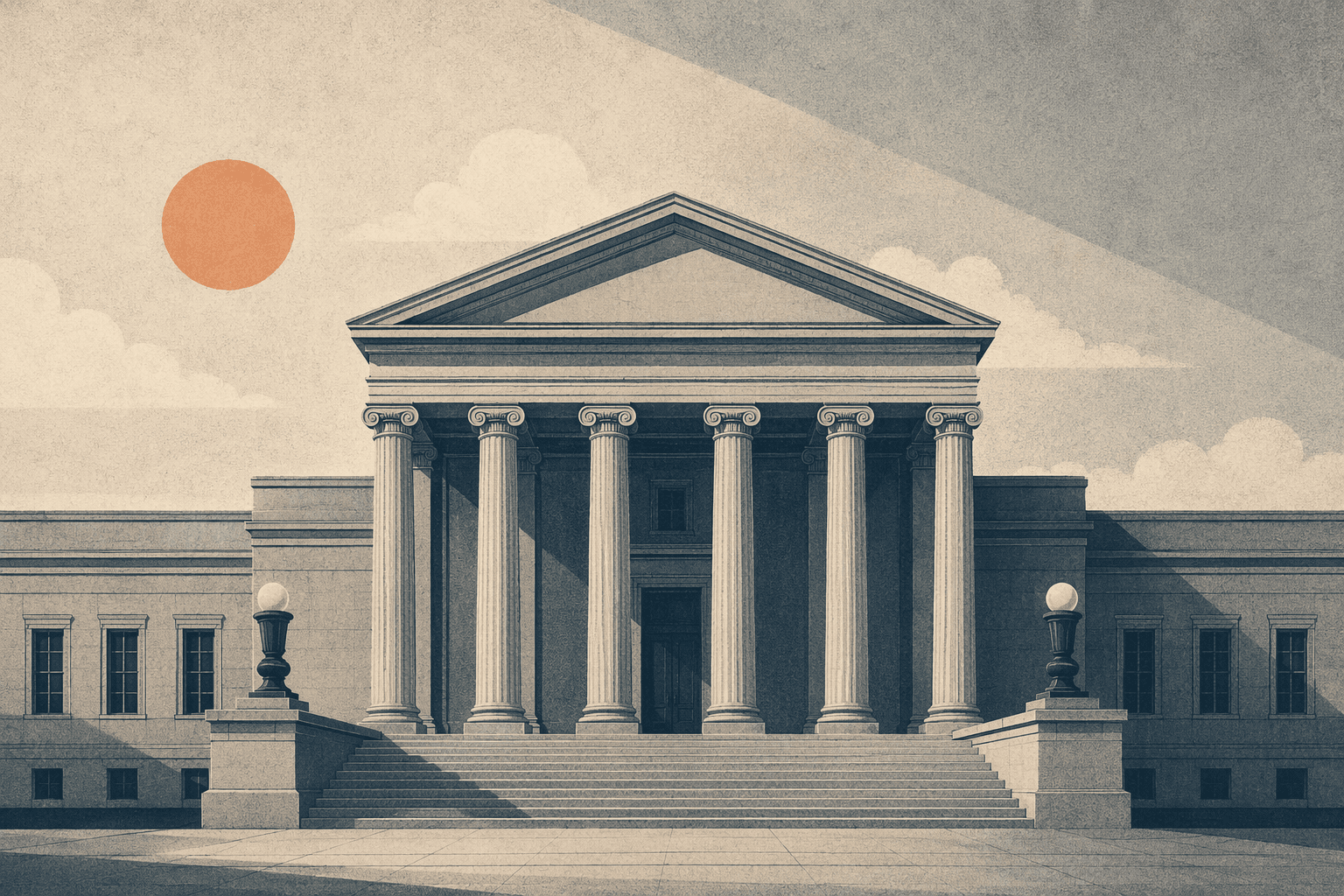 calm courthouse justice - illustration, Jake Team LLC