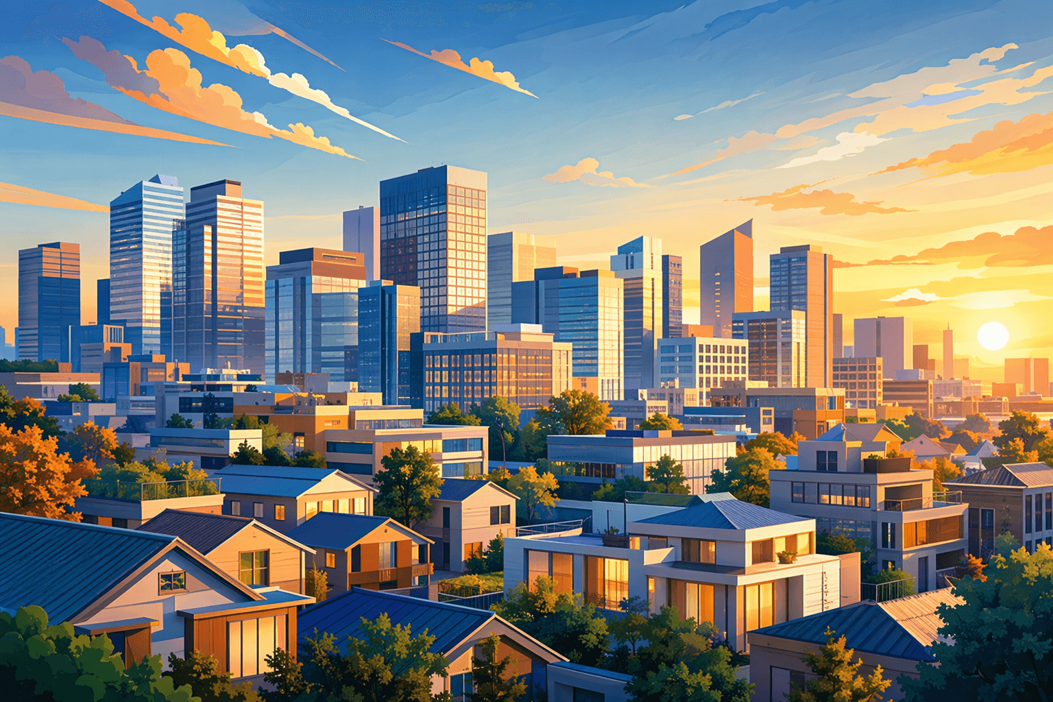 Suburban Economic Growth - illustration, Jake Team LLC