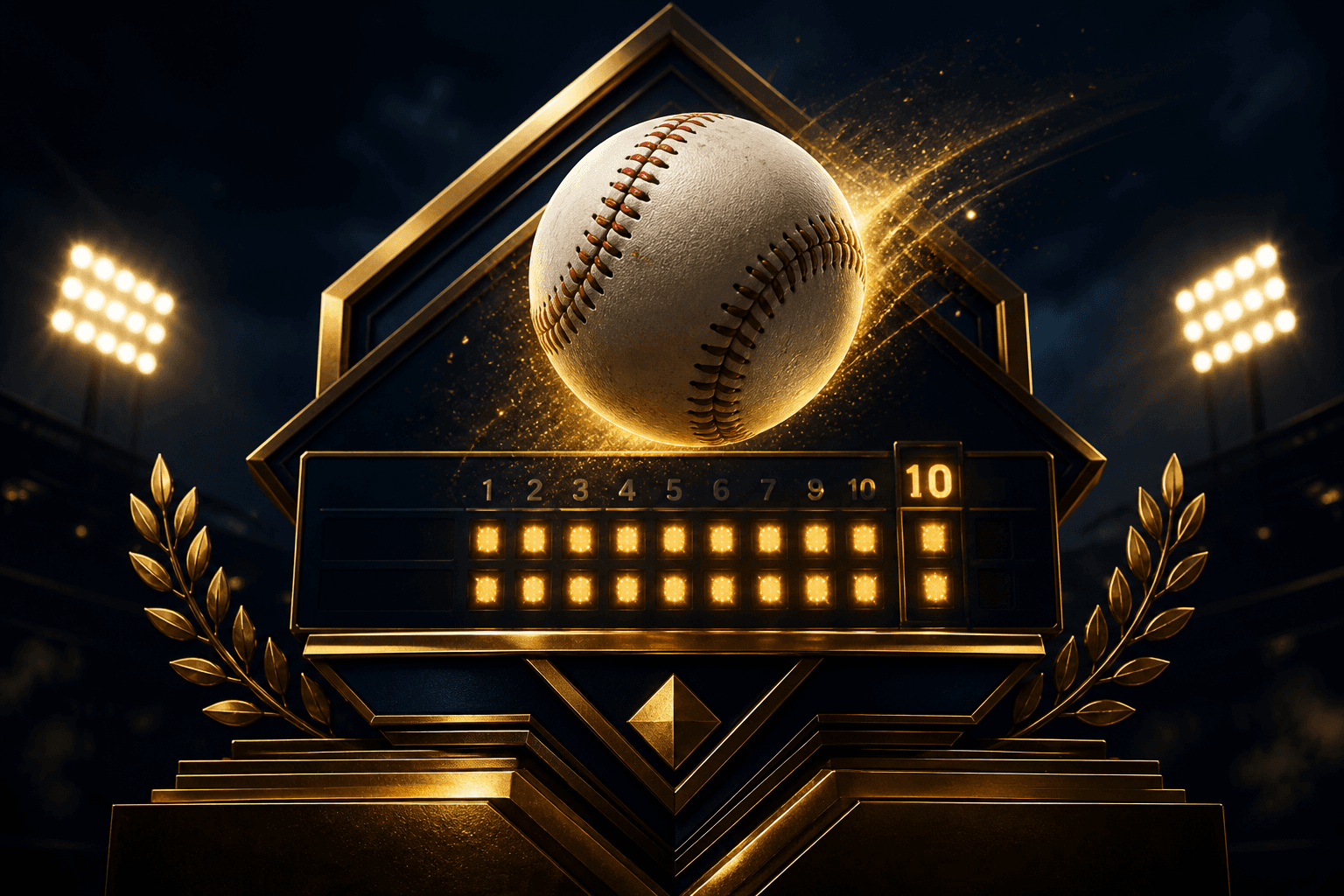 Award-style baseball emblem illustration, no athletes