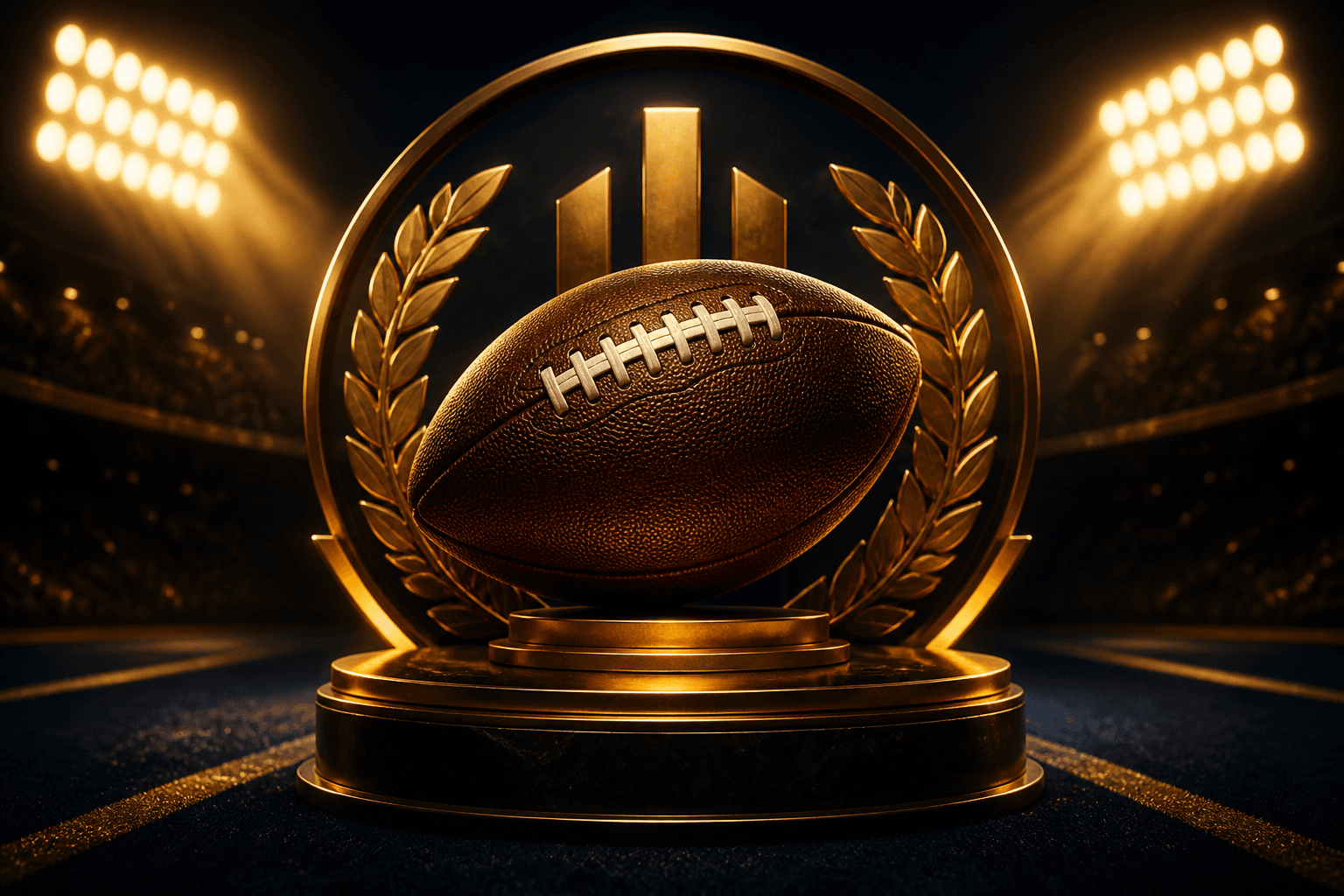 Award-style football emblem illustration, no athletes