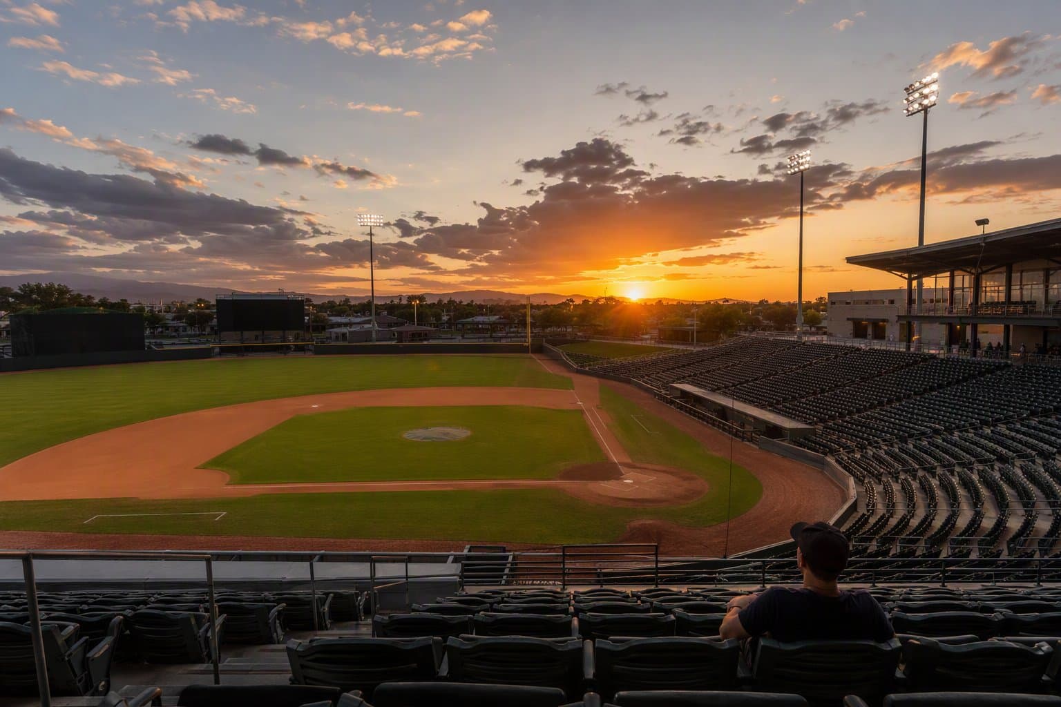 baseball field dusk - illustration, Jake Team LLC